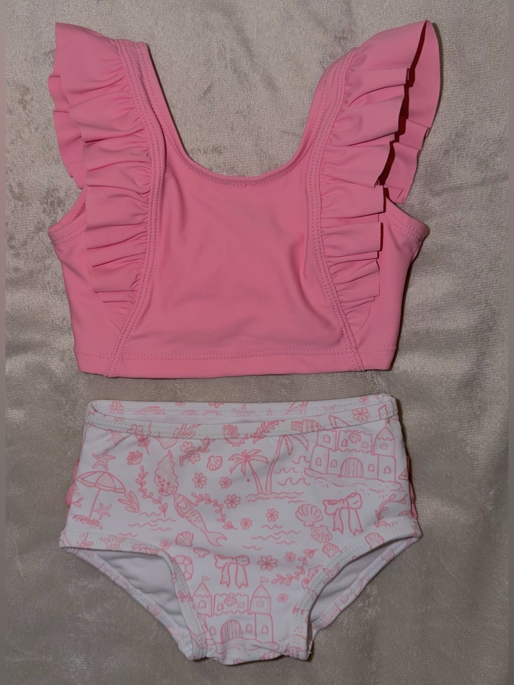 NEW- RuffleButts Baby Girls Waterfall Tankini UPF50, Size: 3-6M